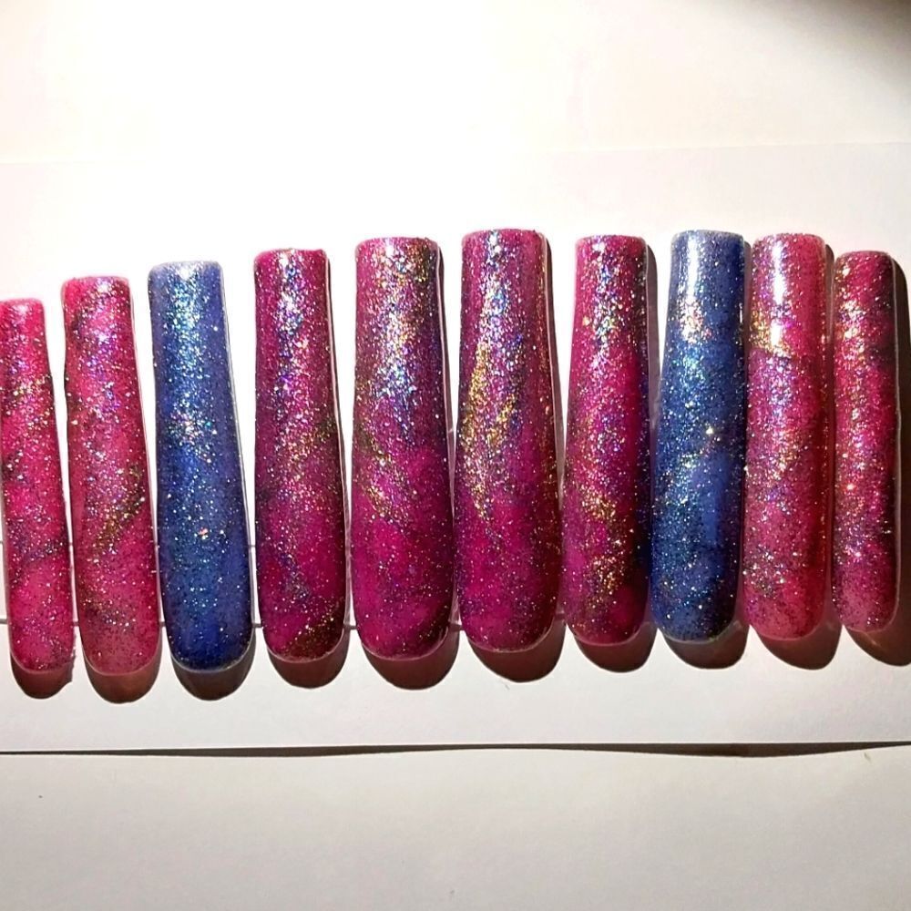 Hand crafted custom temp color change cateye 10pc 4xl acrylic press on nails